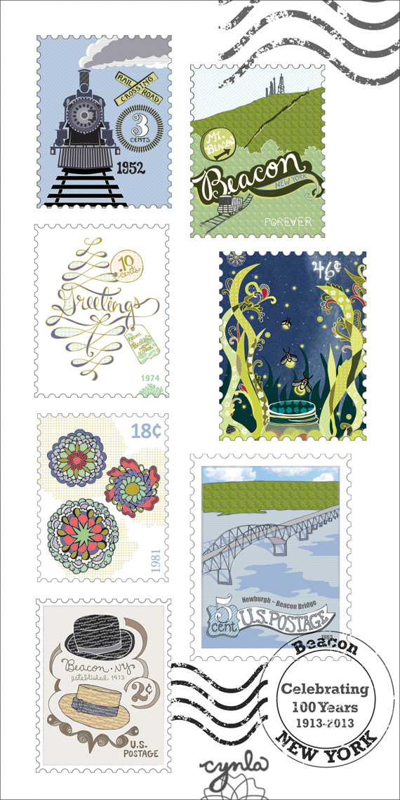 Cindy LaColla's Stamp designs for the Beacon Centennial