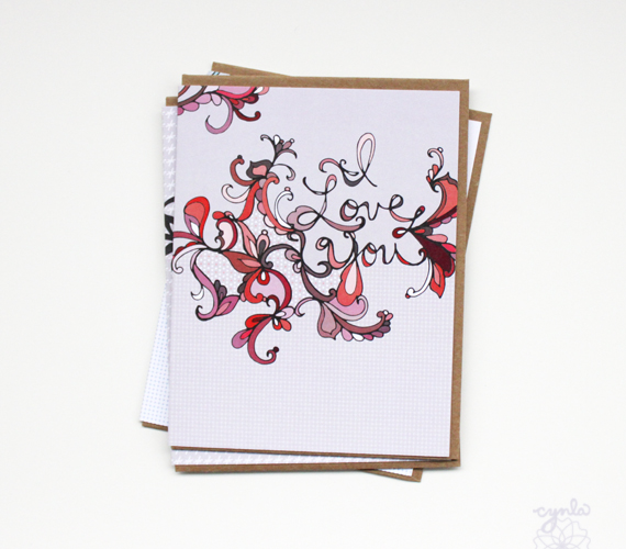 I love you Hand lettering Greeting card by cynla